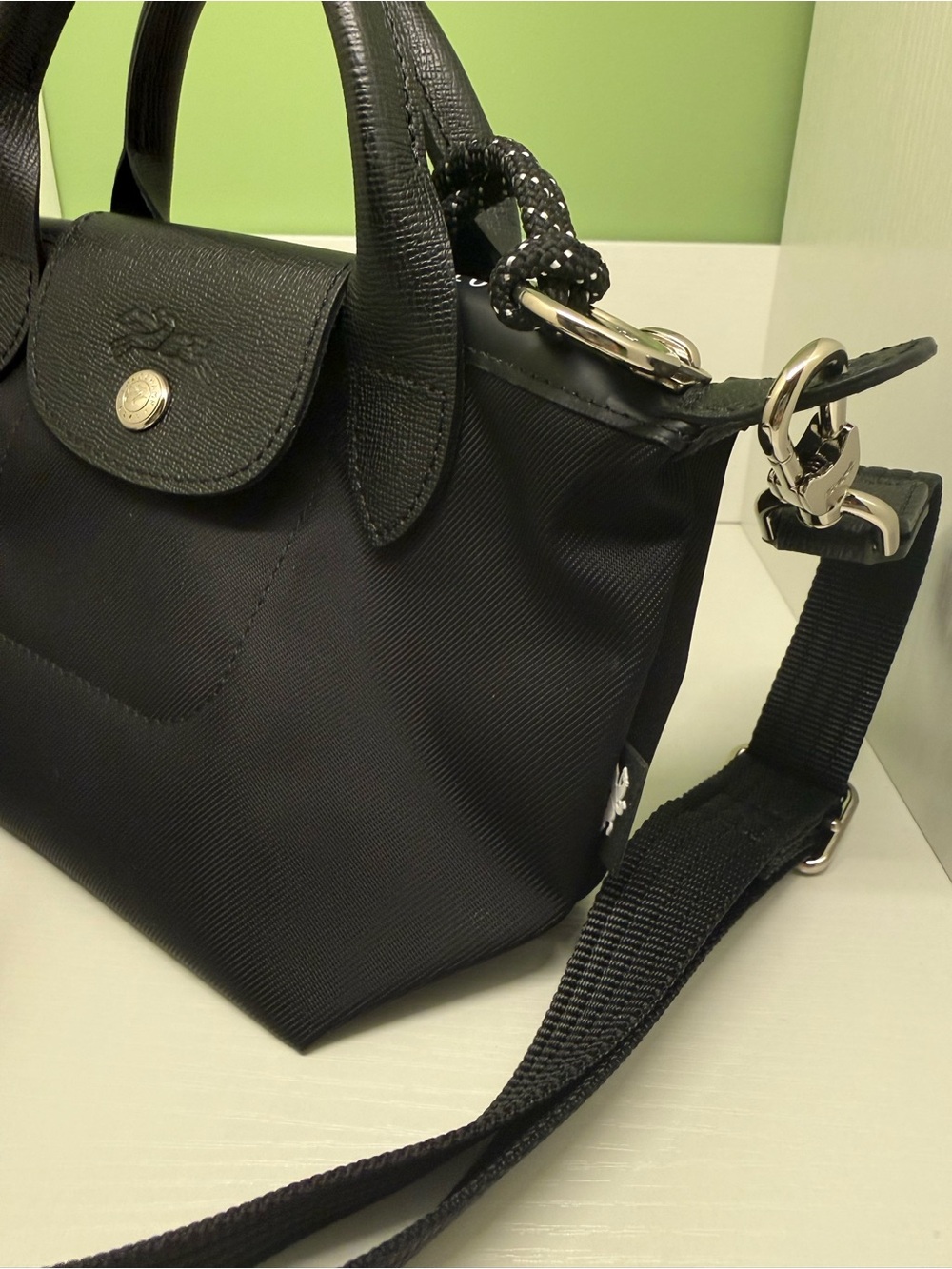 Longchamp Le Pliage Energy XS Handbag in Black Canvas - Picture 4 of 10